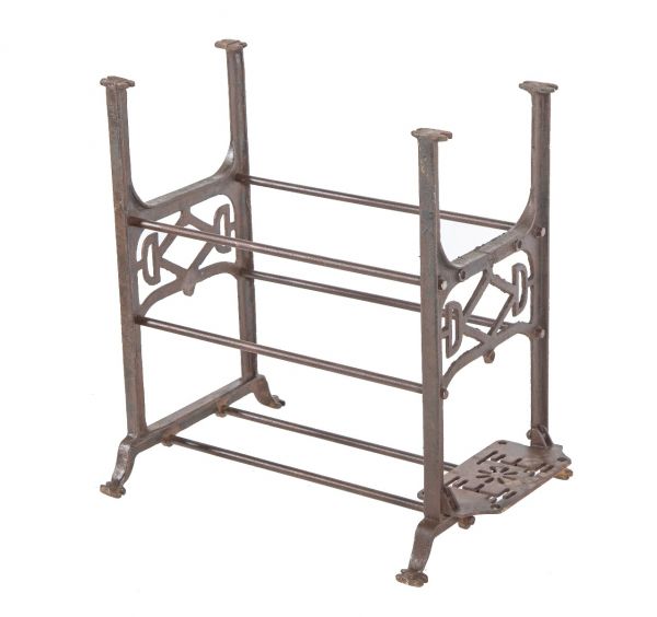 structurally sound and stable 19th or early 20th century reinforced cast iron factory machine shop table base 
