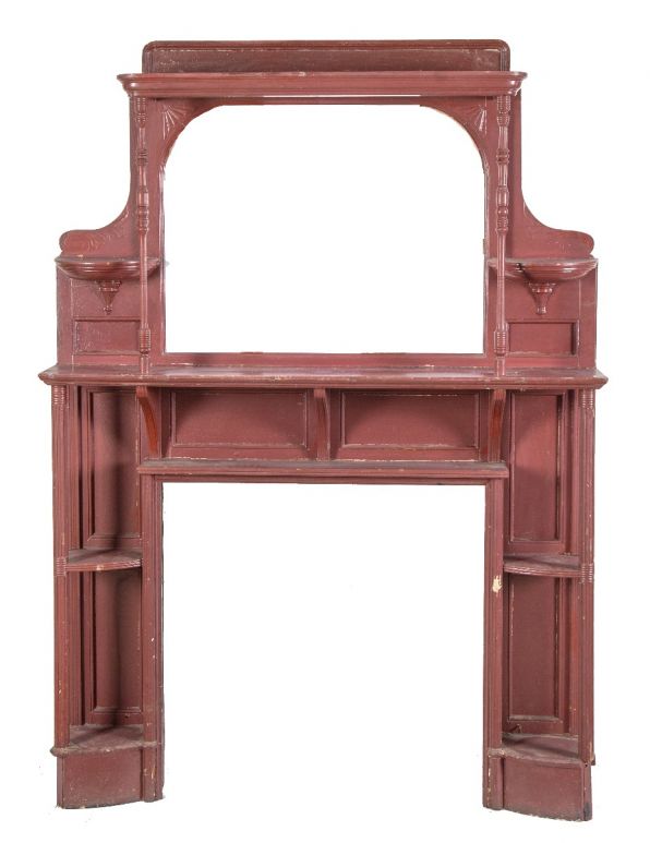 exceptional late 1880s original salvaged chicago interior residential solid cherry wood eastlake style fireplace mantel