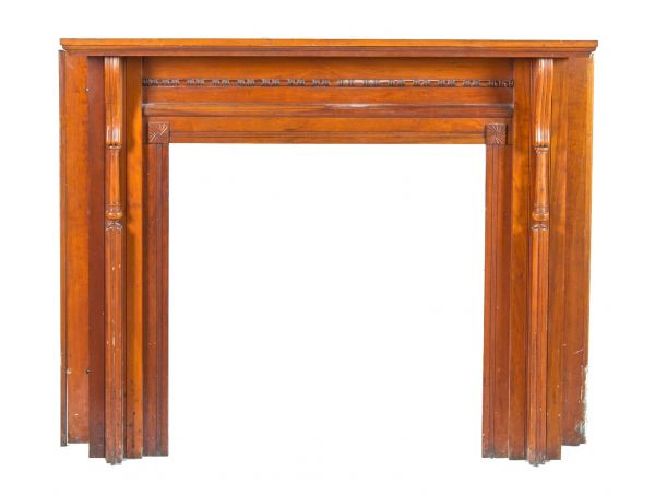 well-maintained all original late 19th century solid cherry wood salvaged chicago fireplace half-mantel with bead and reel trim