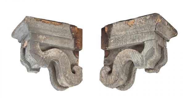 matching set of diminutive mid-19th century salvaged chicago john kent russell house exterior corbels 