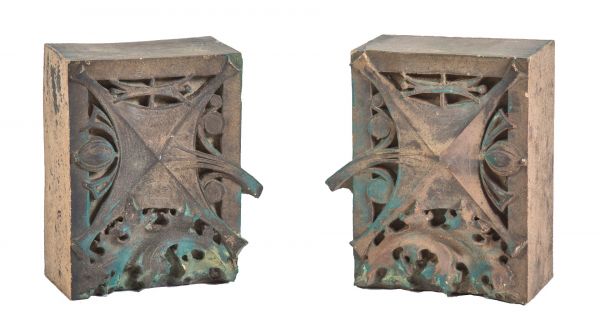 two matching early 20th century richly colored sullivanesque style historic terra cotta blocks