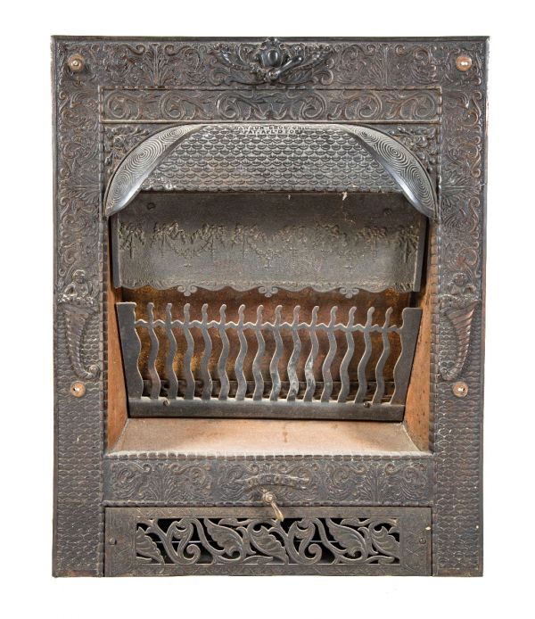 fully functional salvaged chicago antique american interior residential ornamental cast iron fireplace gas insert 