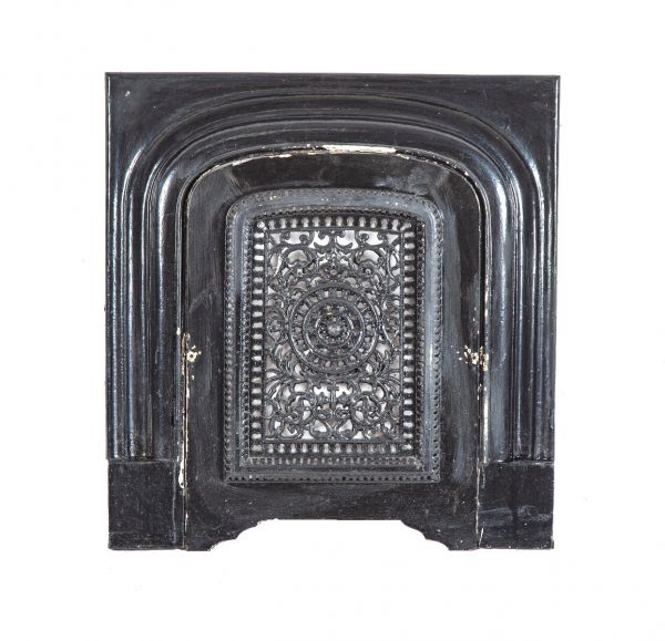 original and intact 1870's post-fire chicago italianate residence ornamental cast iron summer cover and matching surround 