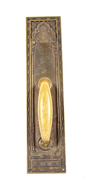 historically important custom designed ornamental cast bronze interior vestibule door moorish revival pull handle salvaged from huehl and schmidt's medinah temple 