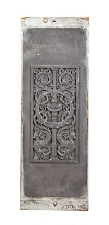 original oversized mounted foundry pattern for ornamental bronze jewelers building elevator cage panel 