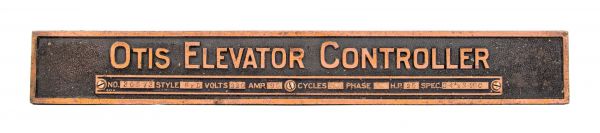 rare single-sided early 20th century copper-plated cast iron otis elevator controller panel from wrigley chewing gum plant