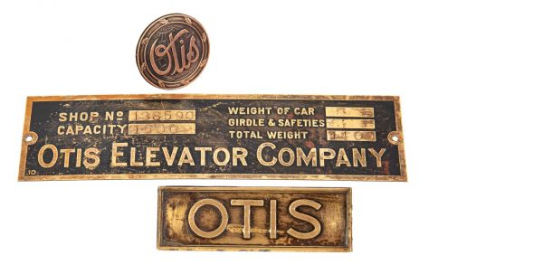 group of early 20th century salvaged chicago otis elevator plaques and medallions from unidentified downtown buildings 