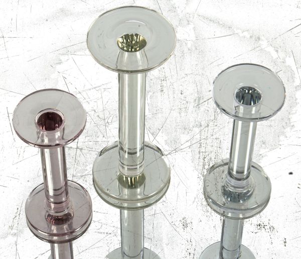 group of thee 1930s american art deco style solid glass department store hat display stands 