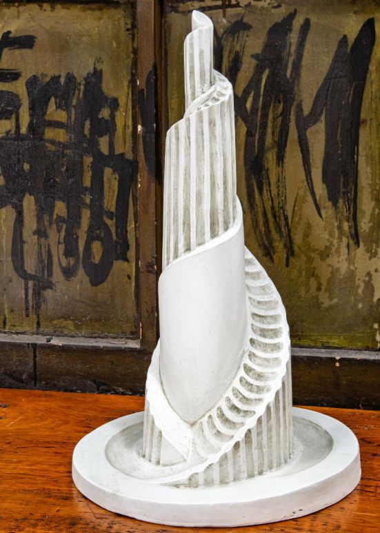 unusual white enameled plaster table lamp based cast from an original alfonso iannelli sculpture 