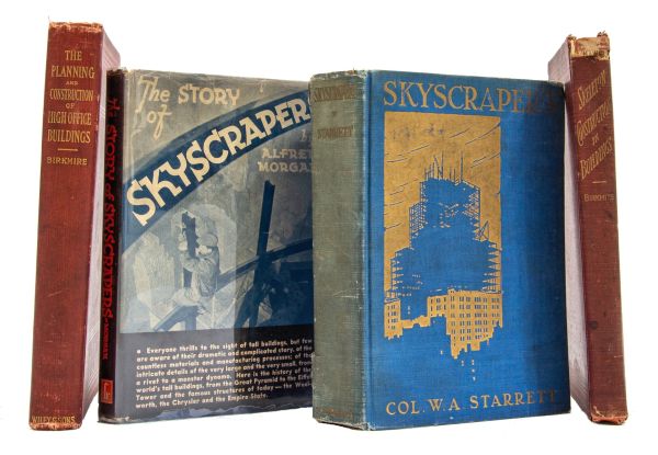 group of late 19th and early 20th century rare and seldom found books on early american skyscrapers 