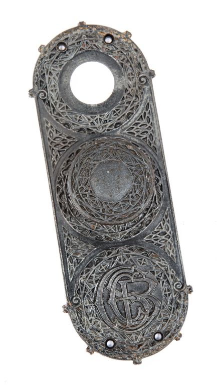 original louis h. sullivan-designed cast iron yale and towne chicago stock exchange building office door backlate and matching doorknob