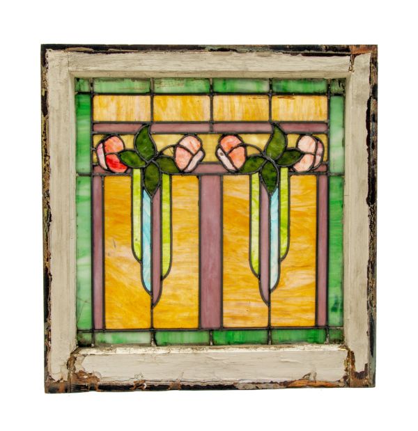 richly colored eberhardt-designed 1910-15 original salvaged chicago antique residential stained glass window