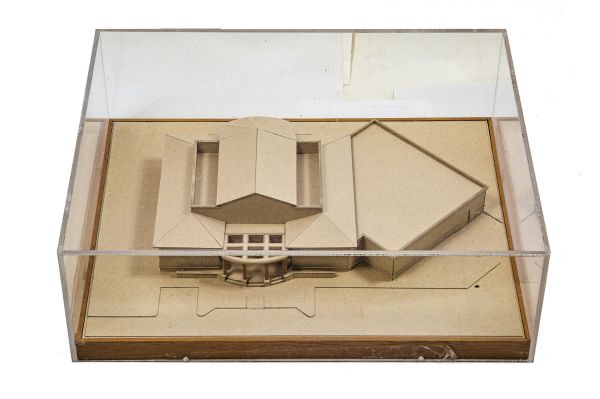 one of several original 1980s-1990s stanley tigerman architectural presentation models comprised of basswood