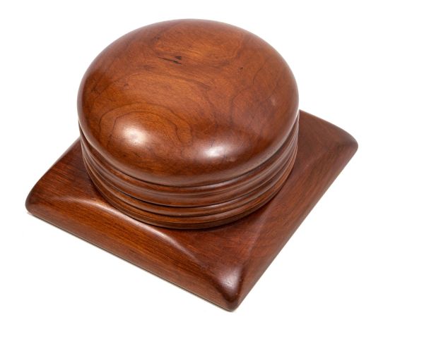 recreated john wellborn root-designed 1879 hayden house interior newel post finial cap comprised of finished mahogany wood 
