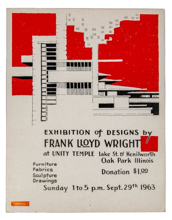 rare alfonso iannelli-designed 1963 frank lloyd wright exhibition poster held at unity temple