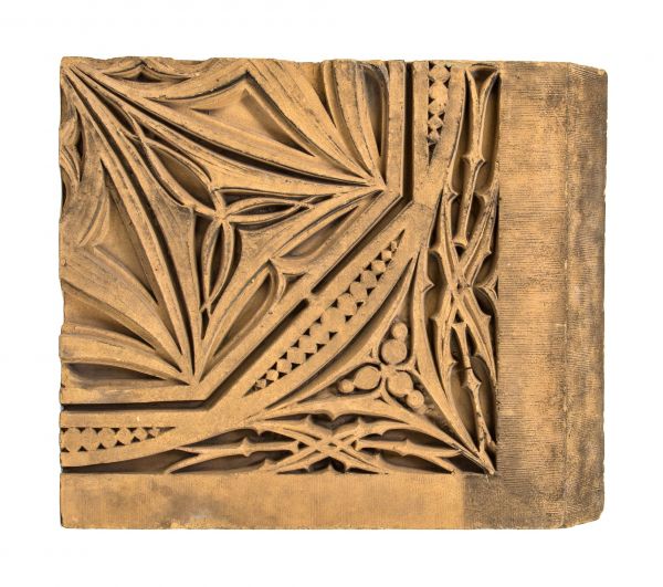 original museum-quality 19th century adler and sullivan-designed buff-colored st. nicholas hotel terra cotta window bay "snowflake" spandrel with strongly geometric design 