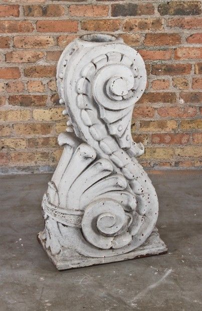 remarkable 19th century original american high victorian era ornamental red terra cotta exterior residential white painted chimney pot with volutes and acanthus leaves 