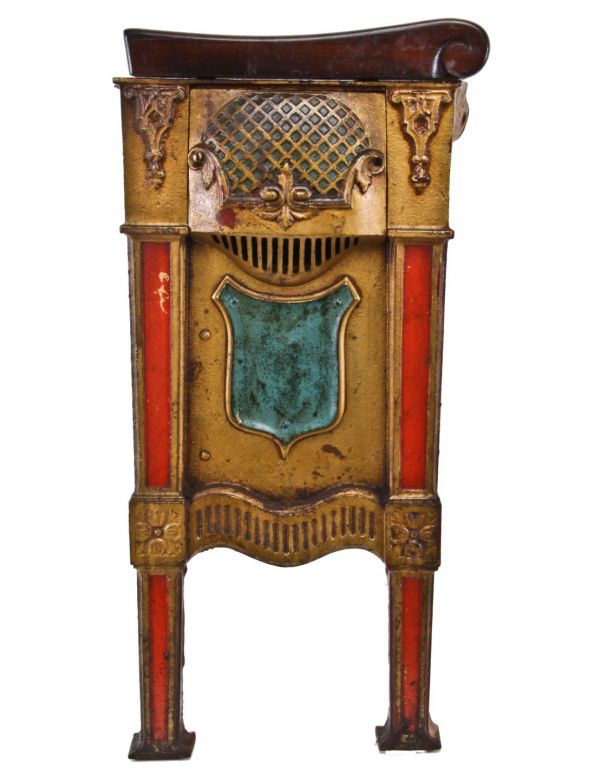 all original and remarkably intact brightly colored polychrome enameled c. 1920's interior chicago atmospheric theater spanish baroque style seat end