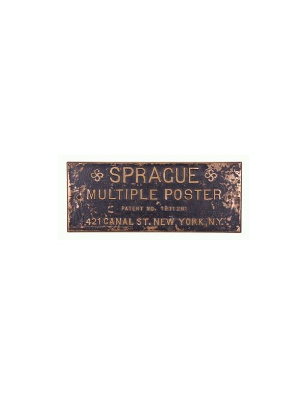 original and intact c. 1930's large single-sided heavy cast bronze multiple poster device sign plaque