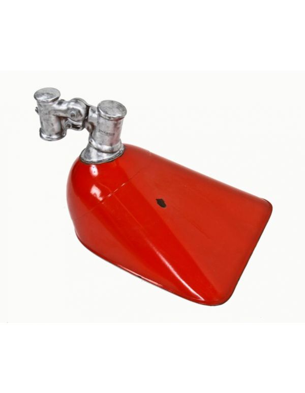 unusual and original late 1930's vintage american service station gas pump overhead red porcelain enameled reflector with adjustable cast aluminum bracket 