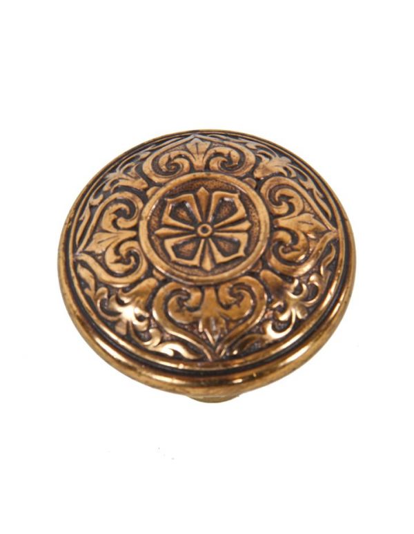 single intact c. 1870's lightly polished original american ornamental solid bronze interior residential "compression cast" antique doorknob 