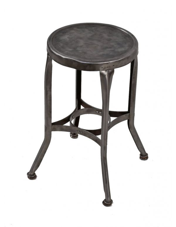 hard to find original diminutive early 20th century pressed and folded "uhl art steel" four-legged child-size soda fountain stool