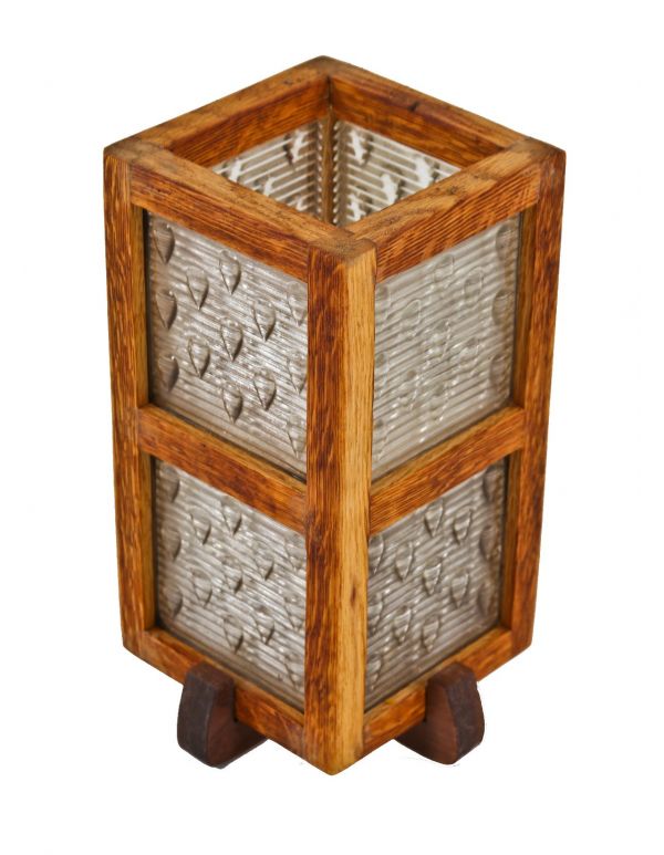fully functional original repurposed amercian made "dew drop" prism glass tile custom-built table or desk lamp