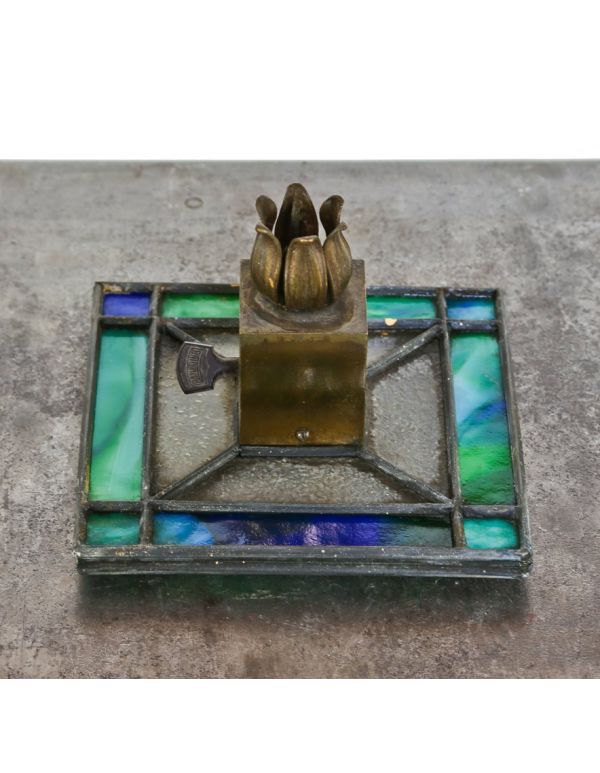 single intact early 20th century american prairie style leaded art glass interior residential sconce shade with socket