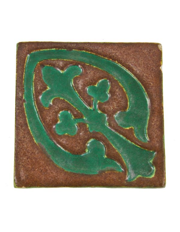original and intact c. 1907-11 antique american arts & crafts grueby salesman sample matte glazed tile belonging to the odin j. oyen design firm 