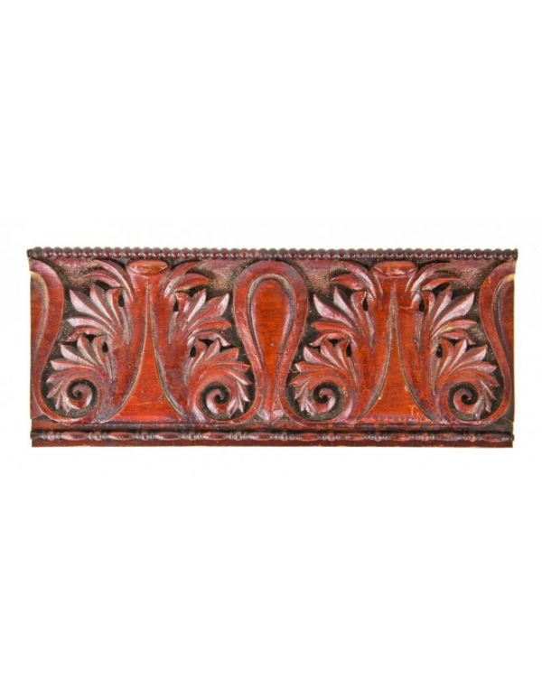 single-sided historically important hand-carved h.i. cobb-designed chicago athletic club association building varnished mahogany wood trimwork fragment with allover crazing