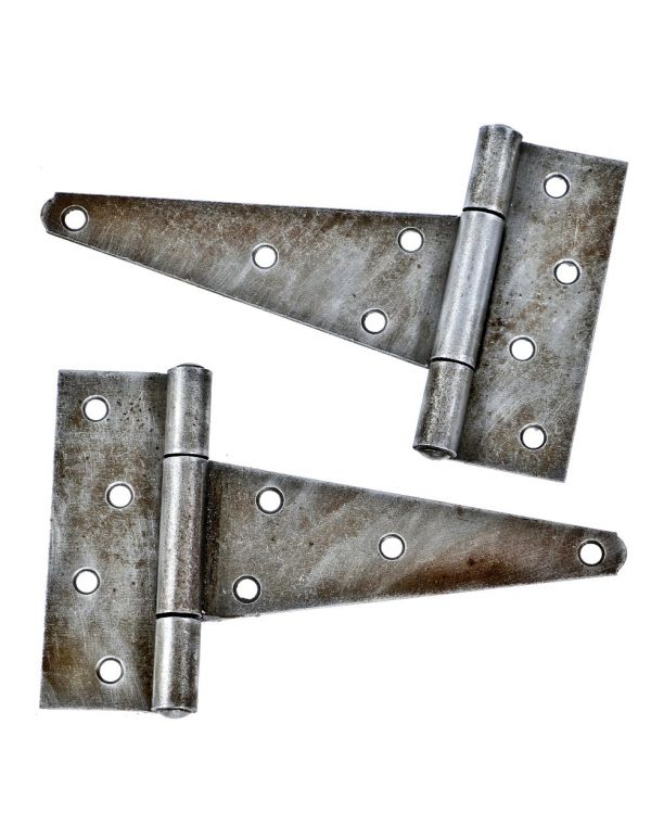 matching all original c. 1900 antique american industrial chicago bottling factory refinished wrought steel pivoting flush mount door strap hinges 