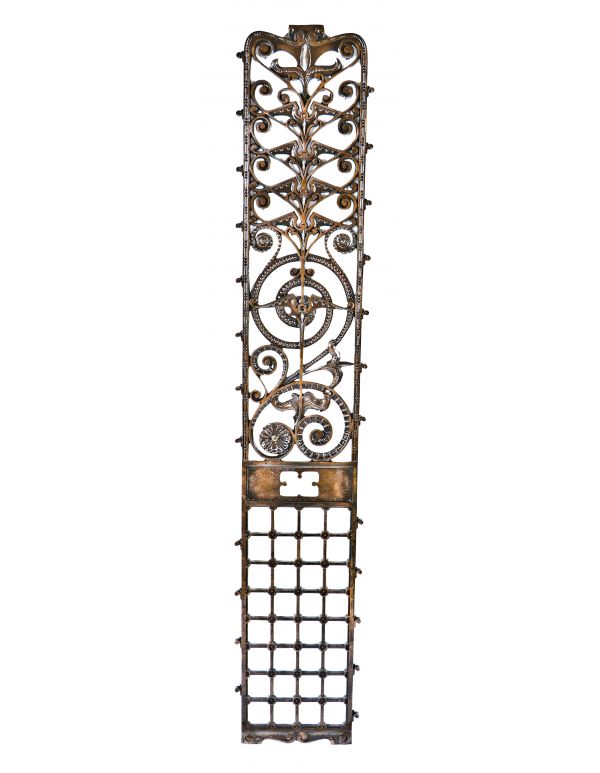 single museum-quality copper-plated ornamental cast iron interior manhattan building elevator grille executed by the winslow brothers of chicago