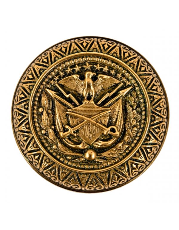 historically important oversized 1870's emblematic united states department of war interior office door cast bronze doorknob 