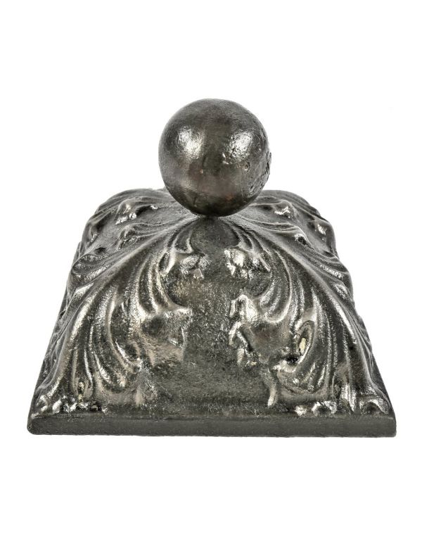 original c. 1894 ornamental cast iron chicago stock exchange building interior newel post bottom finial cap with centrally located ball surrounded by leafage 
