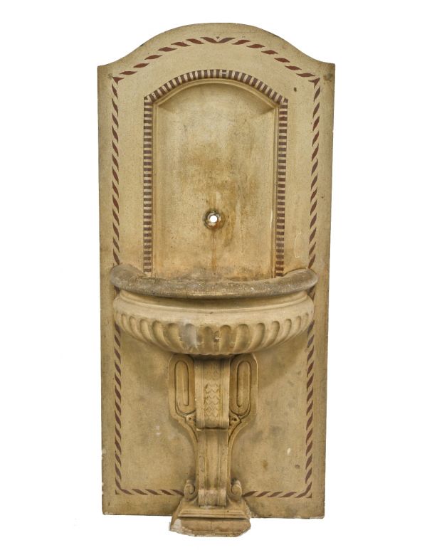 original early 20th century oversized freestanding decorative cast concrete masonic temple water or drinking fountain with fluted bowl 