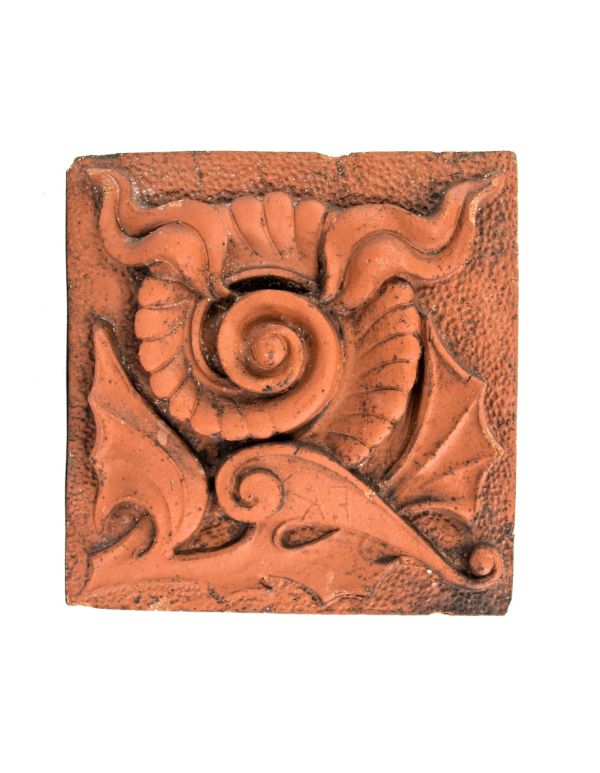 rare example of early 1880s "sullivanesque" red slip terra cotta block executed by the northwestern terra cotta company