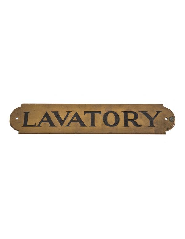 original early 20th century salvaged chicago chicago athletic association building annex yellow brass "lavatory" sign with curved edges