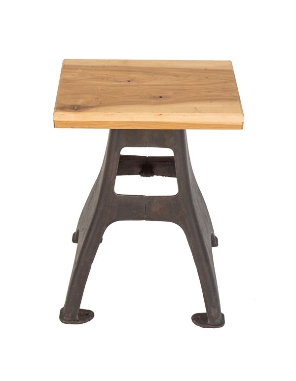 refinished early 20th century low-lying four-legged salvaged chicago antique american industrial cast iron side table with optional wood top 