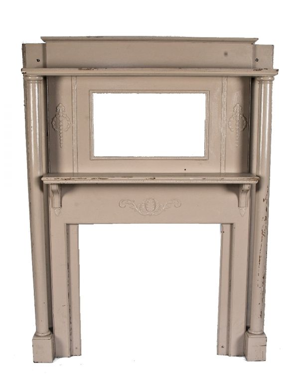 original full-sized 19th century antique american victorian era solid quartered oak wood fireplace mantel salvaged from a chicago two-flat undergoing demolition