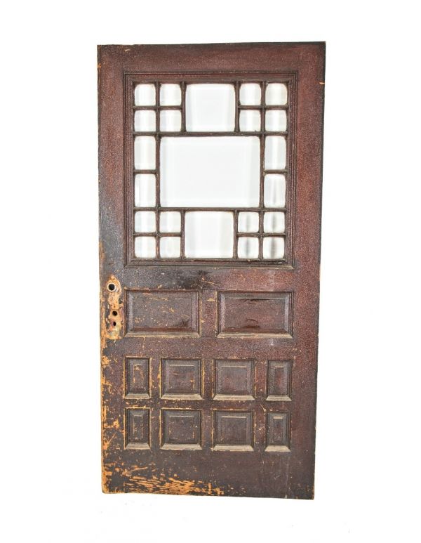 spectacular original 1880's salvaged chicago antique american interior residential gold coast vestibule oak wood door with beveled glass 