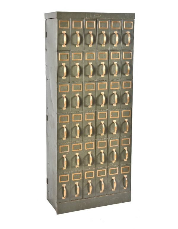 early 20th century antique american pressed and folded steel multi-drawer chicago city hall cabinet with original finish 