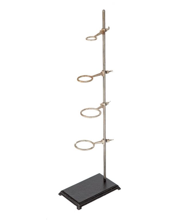 original american scientific freestanding laboratory retort stand with fully adjustable clamps or rings. 