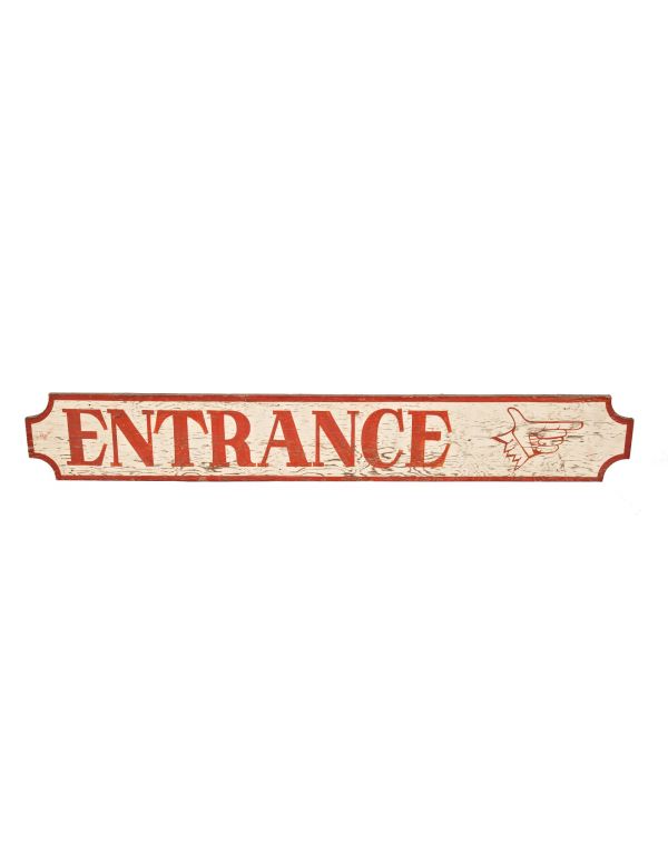 single-sided american depression-era original hand-painted long and narrow amusement park "entrance" sign 