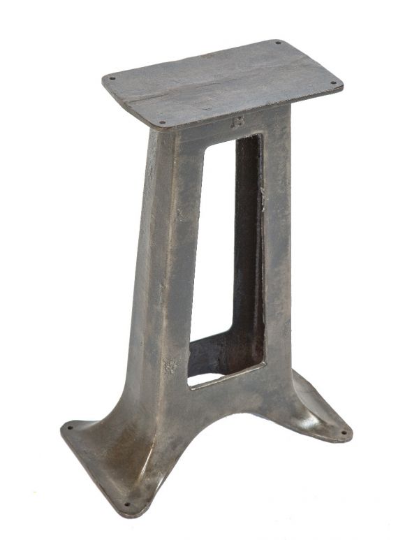 early 20th century antique american industrial low-lying cast iron base with brushed metal finish 