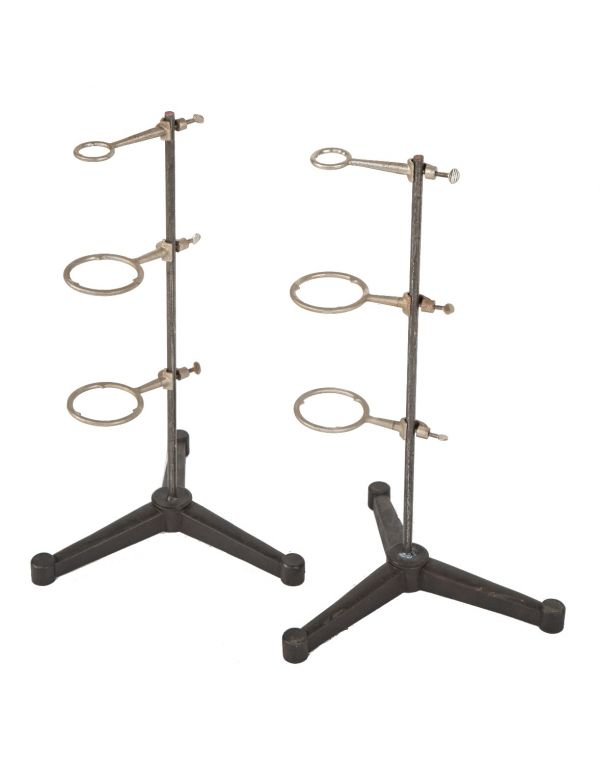 pair of original early 20th century antique american freestanding salvaged chicago laboratory retort stands