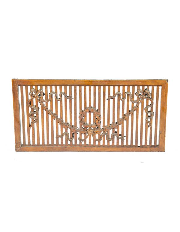 hard to find all original double-sided victorian era salvaged chicago ornamental wood grille with intricate gesso ornament 