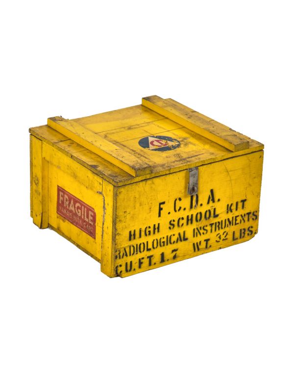 rare all original brightly colored salvaged chicago school 1958 civil defense crate for geiger counter storage