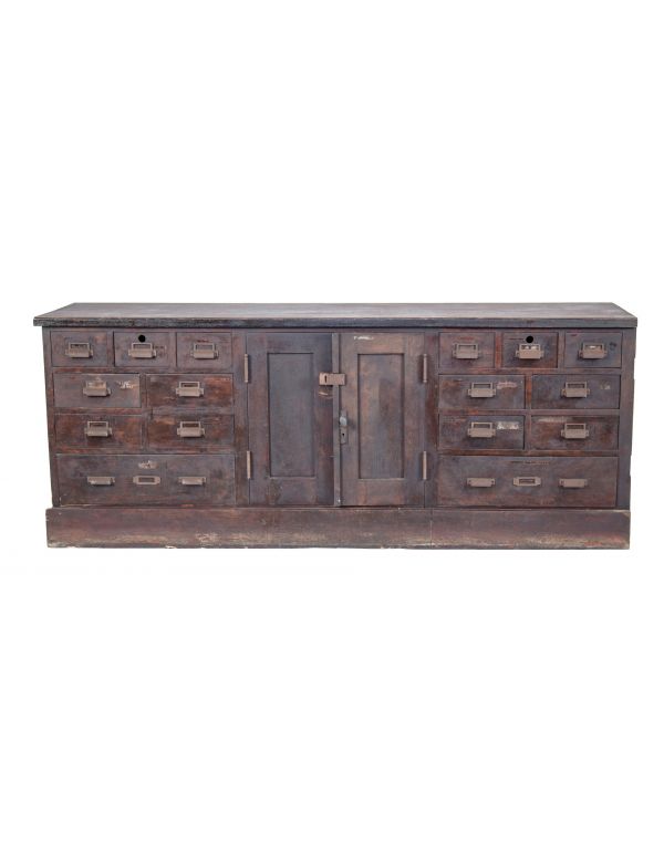 highly sought after early 20th century antique american salvaged chicago university laboratory birch wood storage cabinet 