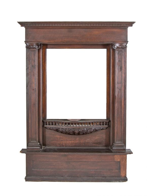 19th century antique american carved oak wood oversized pier mirror or console salvaged from st. louis mansion
