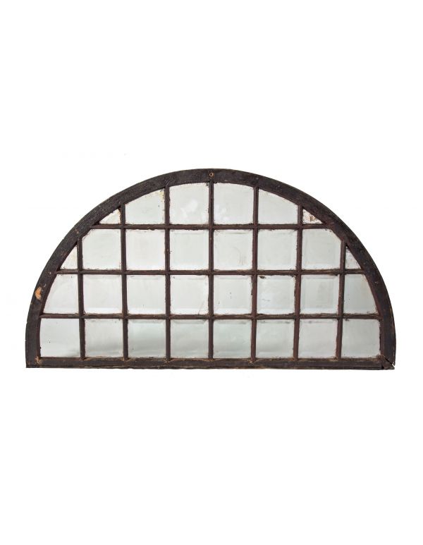 unusual oversized 19th century salvaged chicago interior residential lunette transom window with clear beveled edge panels 